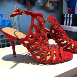 MICHAEL KORS Strappy red suede heels